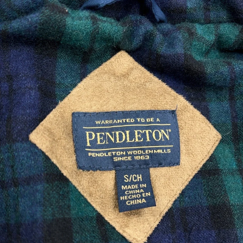 Pendleton‎ Jacket Women Small Blue Green Deep Pile Sherpa Fleece Sport Coat